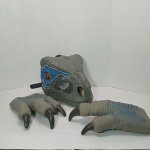 Jurassic World Park Chomp 'n Roar Blue Raptor Mask And Claws Set Tested Working